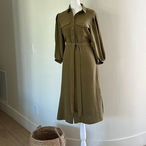 PRIMARK WOMENS SUMMER DRESS PLEATED LONG SLEEVES SIDE SLITS SZ 4